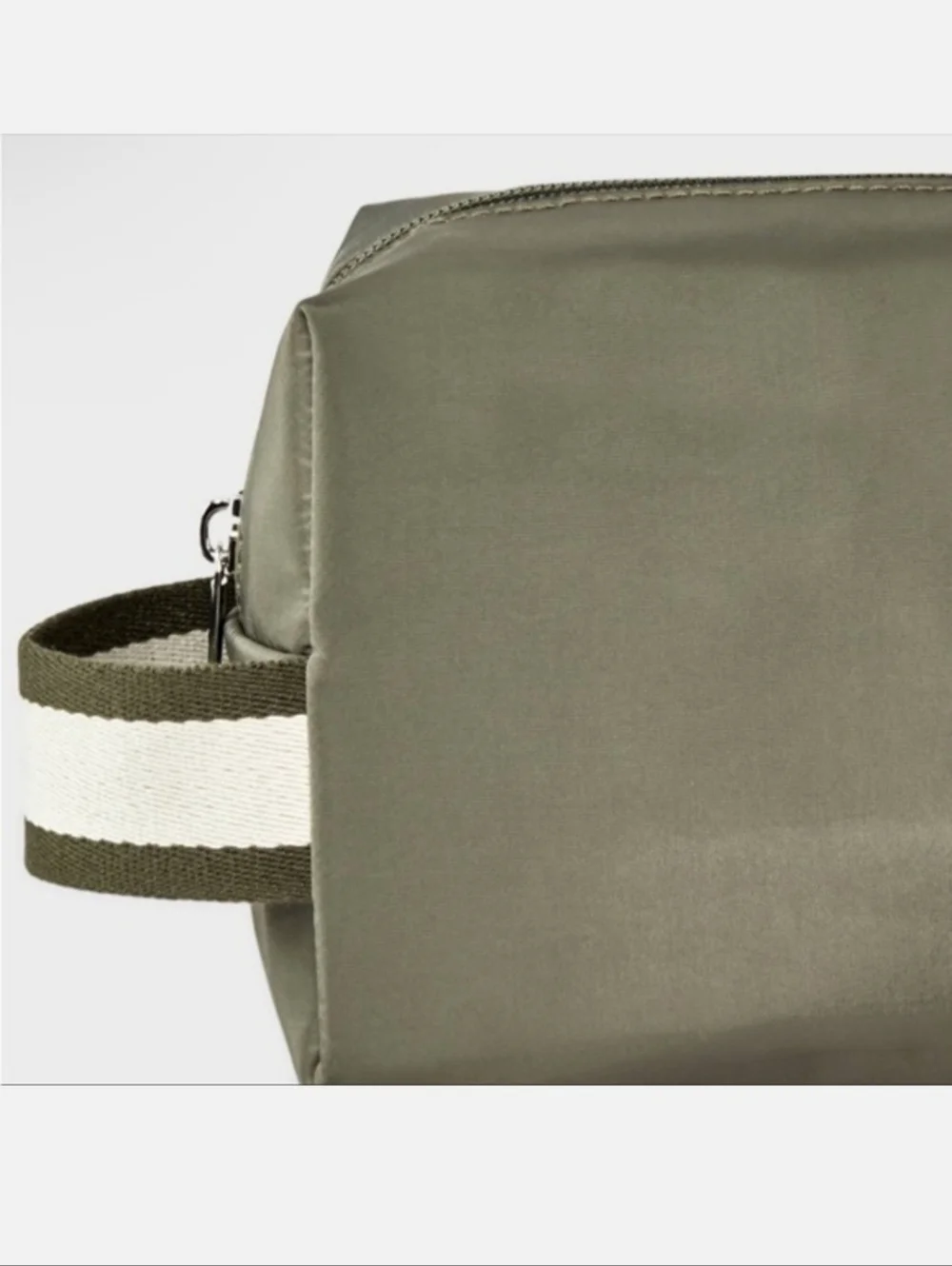 Cosmetics Bag Nylon Olive Green Cube Shape Makeup Storage Travel Pouch Dopp Kit